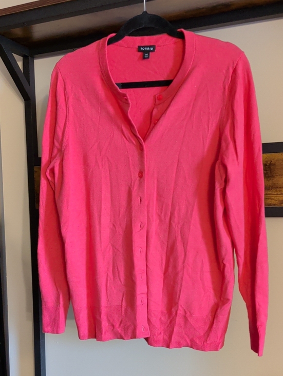 torrid Tops - torrid Bright Pink Button-Front Cardigan